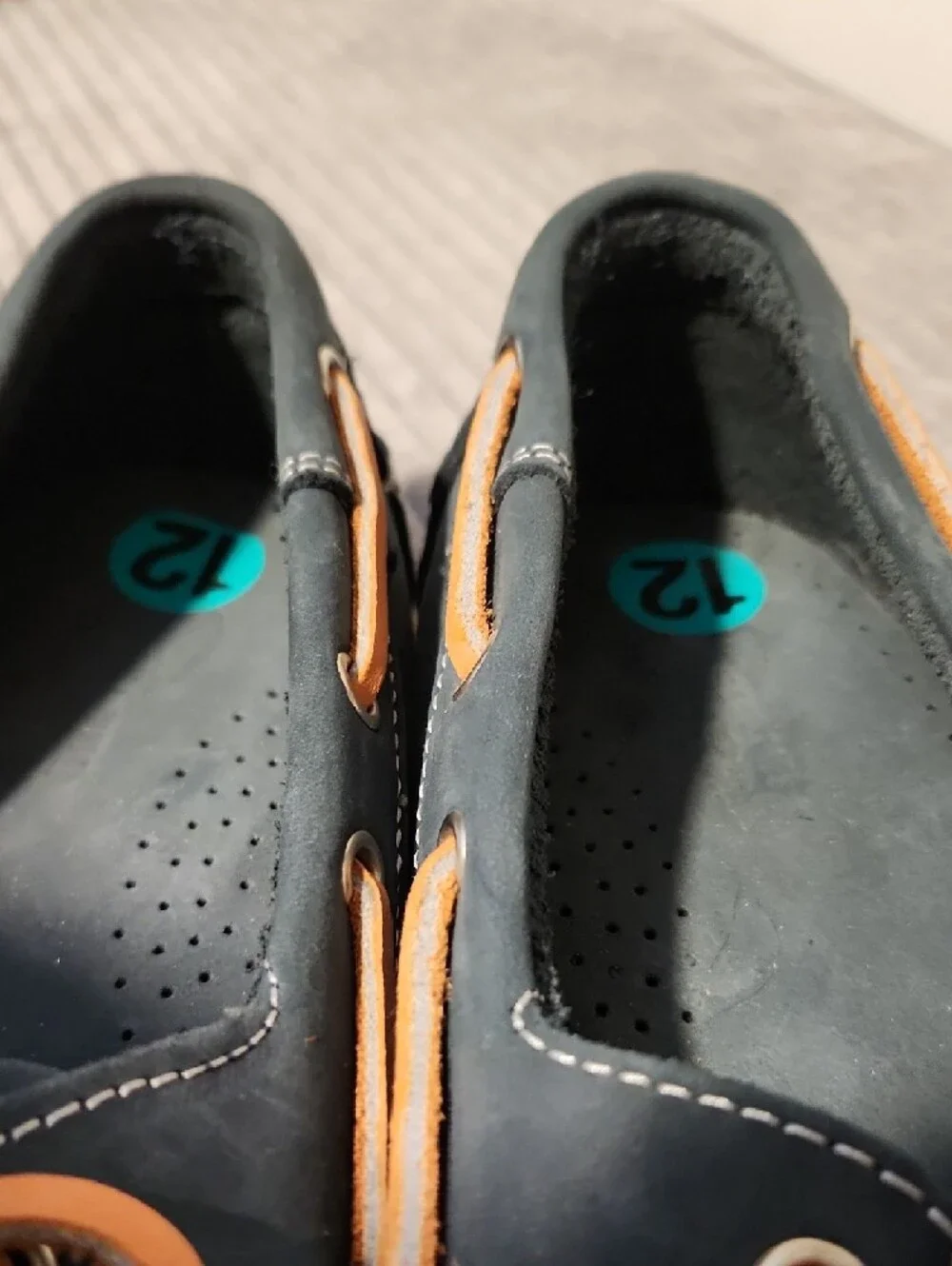 Men's Navy and Orange Boat Shoes - Classic Leather Deck Loafers
